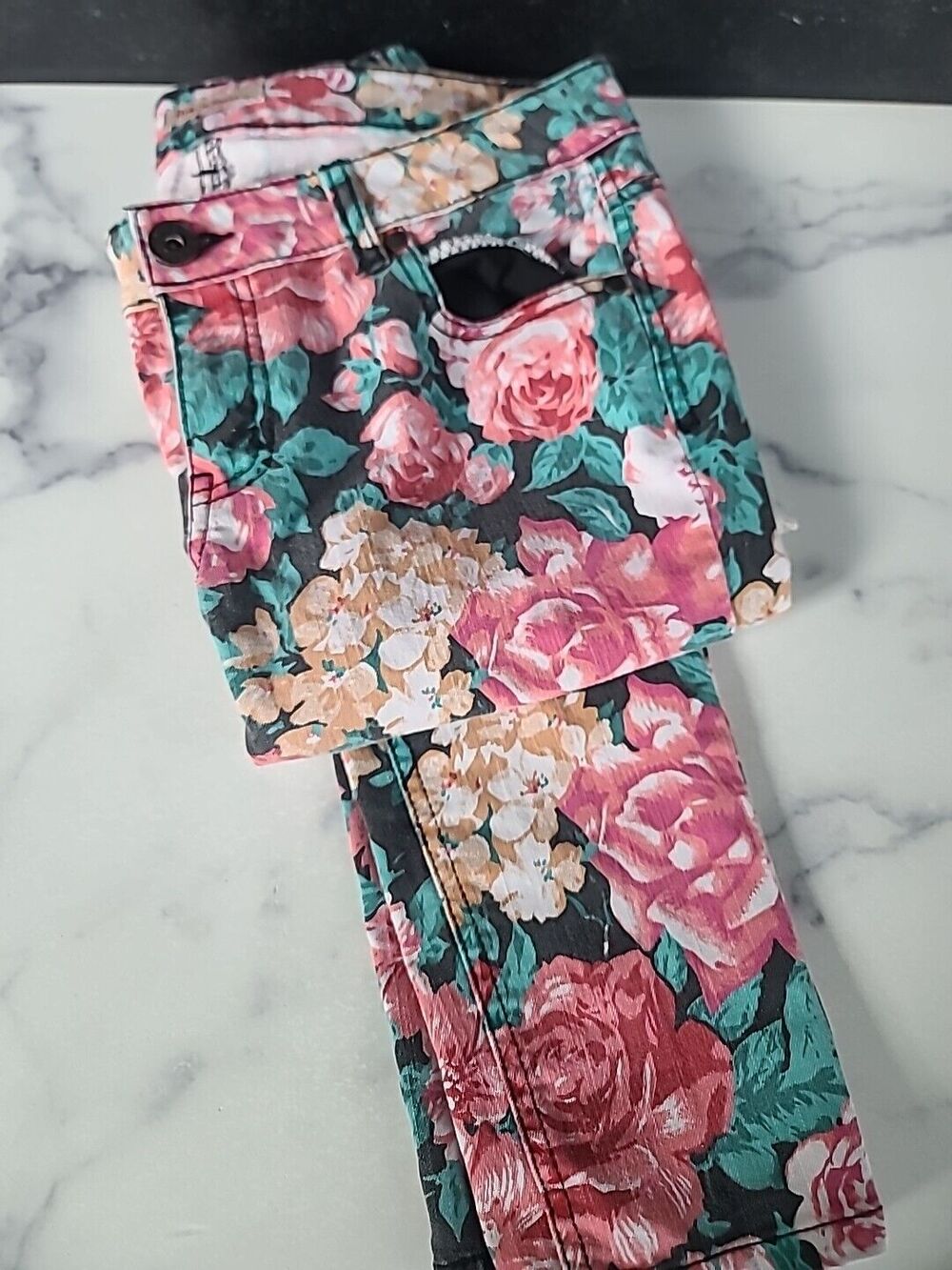 Fire Los Angeles Jeans Womens Skinny AOP Floral Print Pants Size 9 (30"x29")